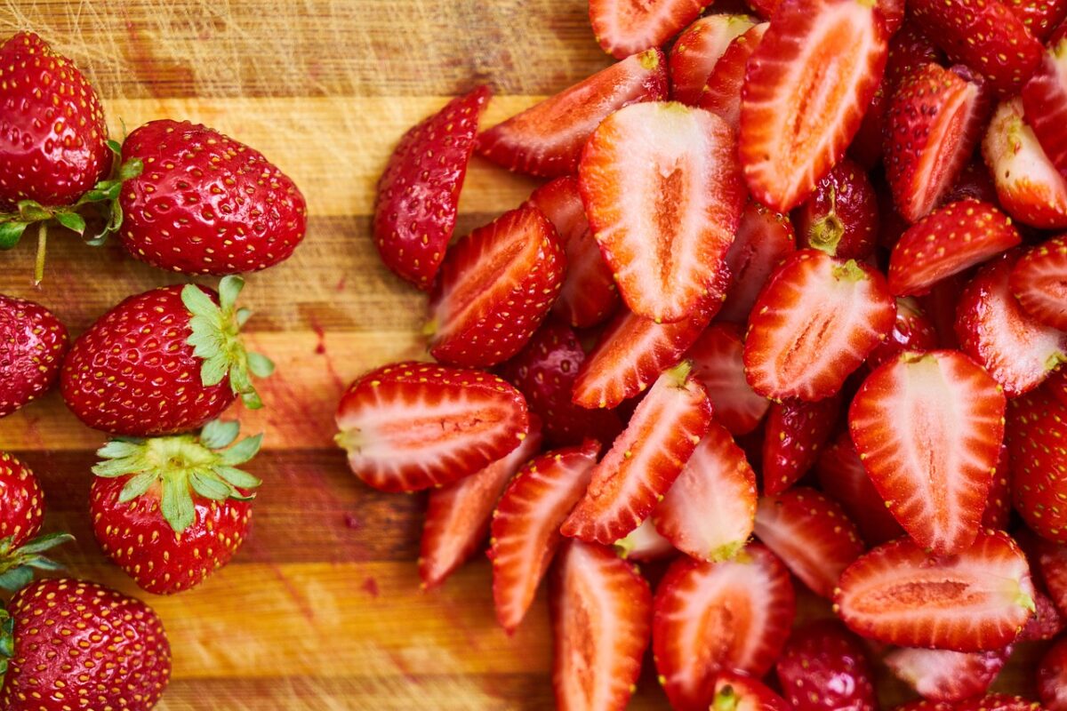 Fresh cut summer strawberries